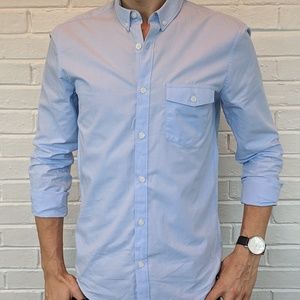 Blue button-down dress shirt